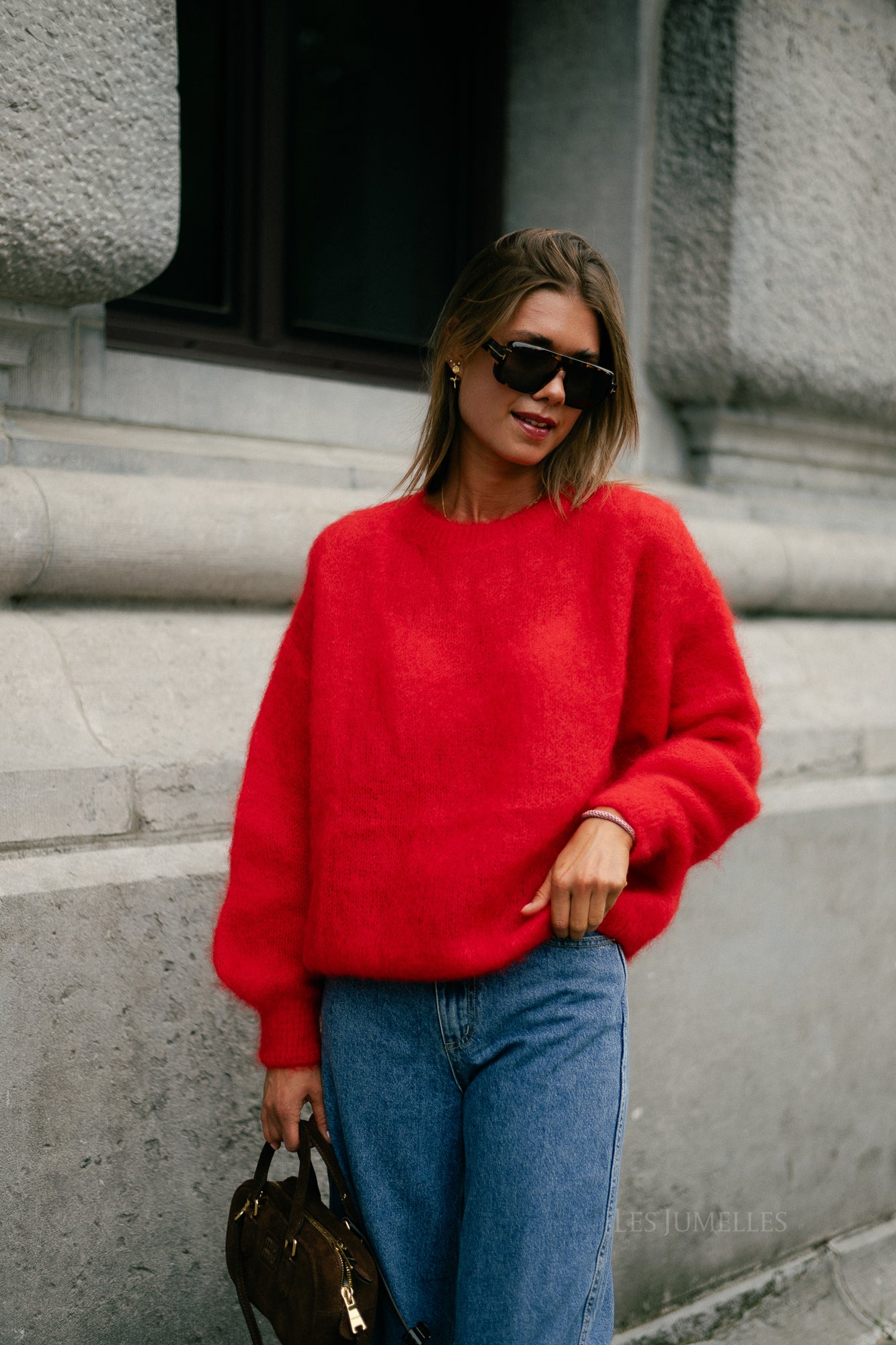 Jenna LS knitted jumper red