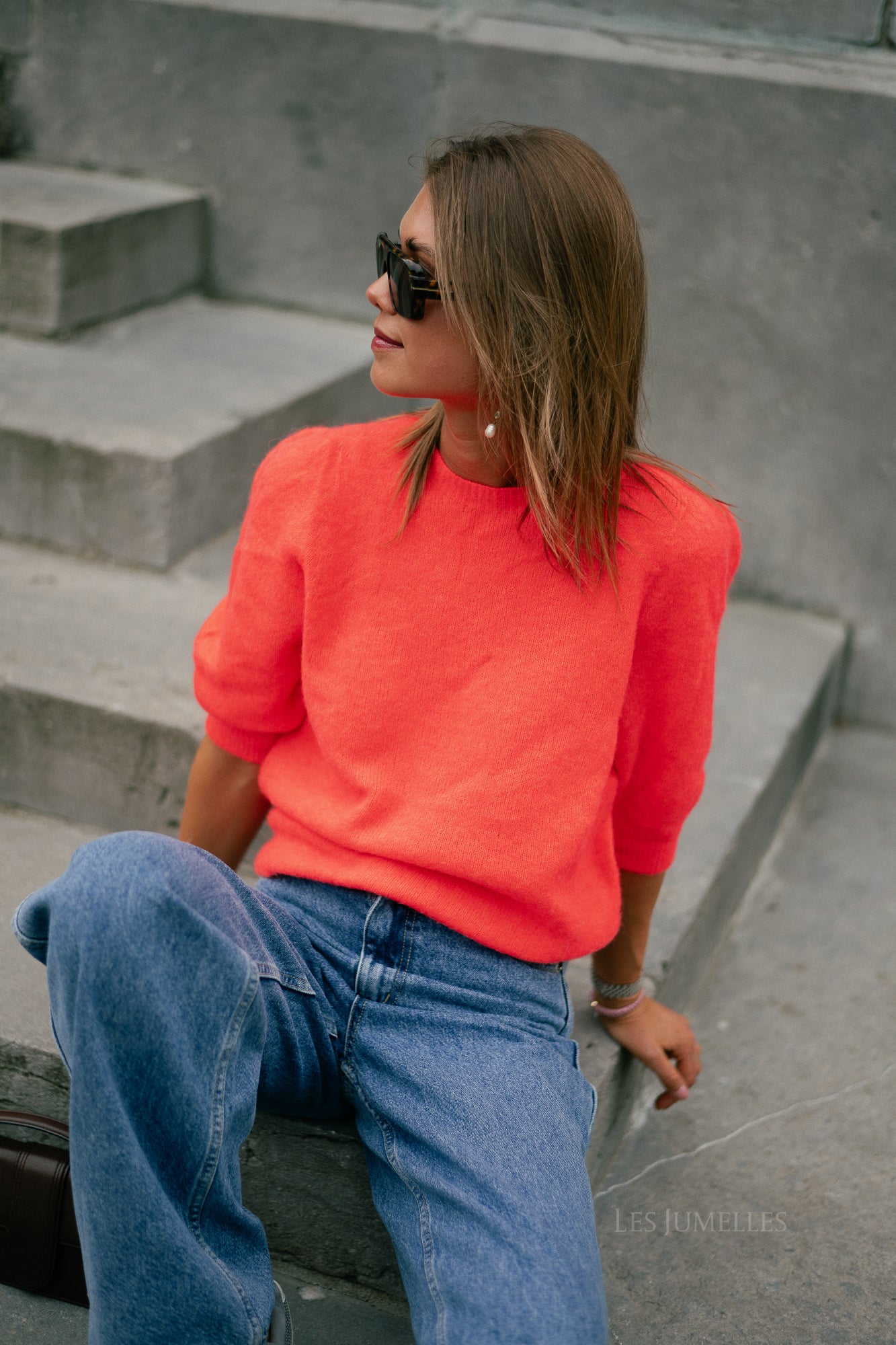 Megan SS knitted jumper neon orange