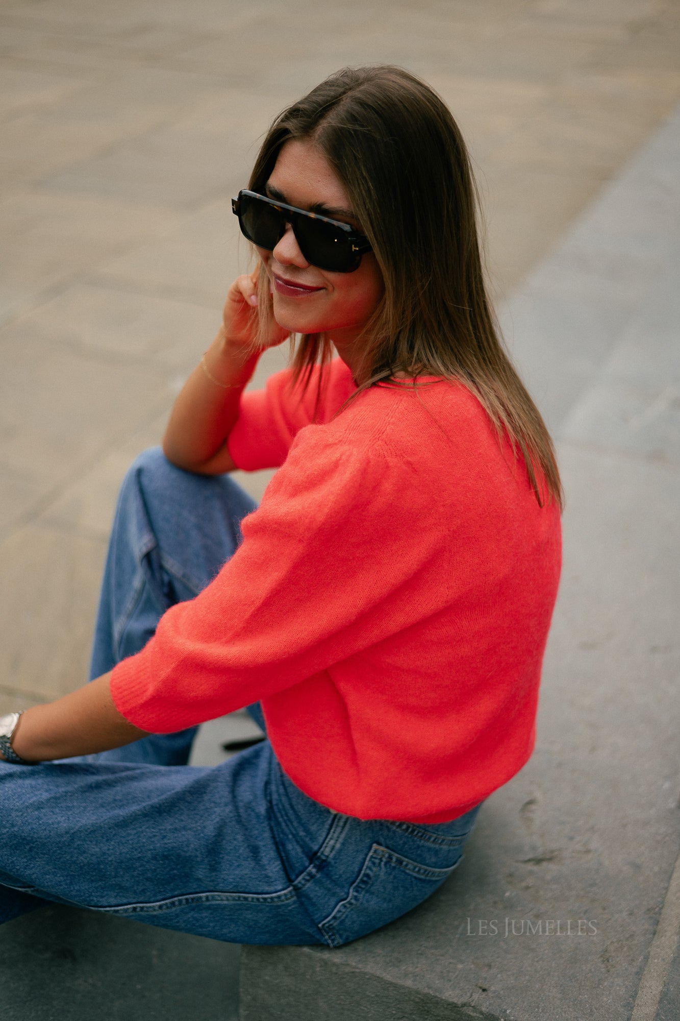 Megan SS knitted jumper neon orange