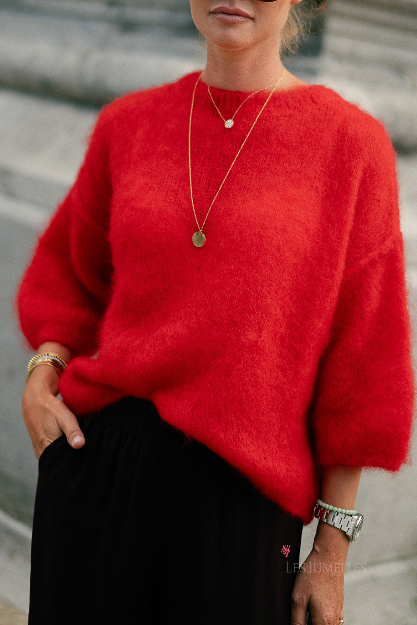 Elsie knitted jumper red