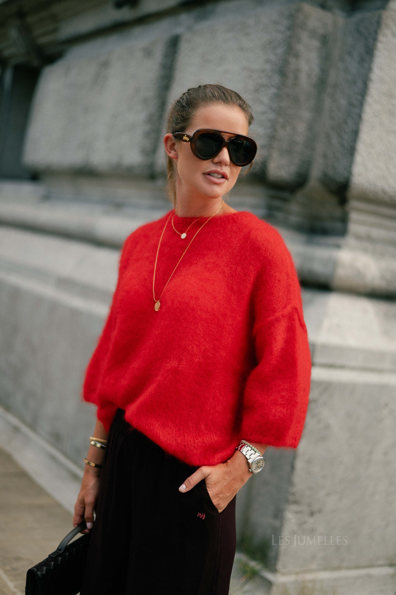 Elsie knitted jumper red