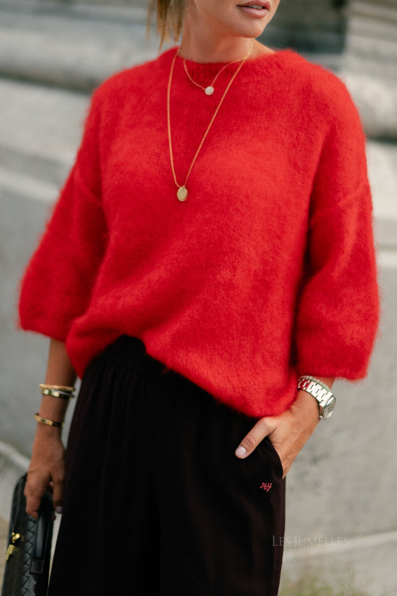 Elsie knitted jumper red