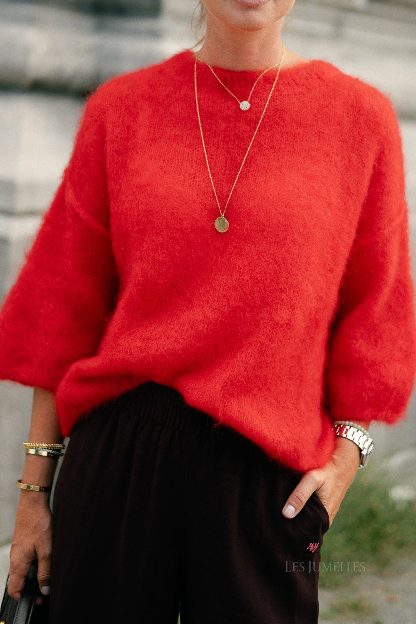 Elsie knitted jumper red