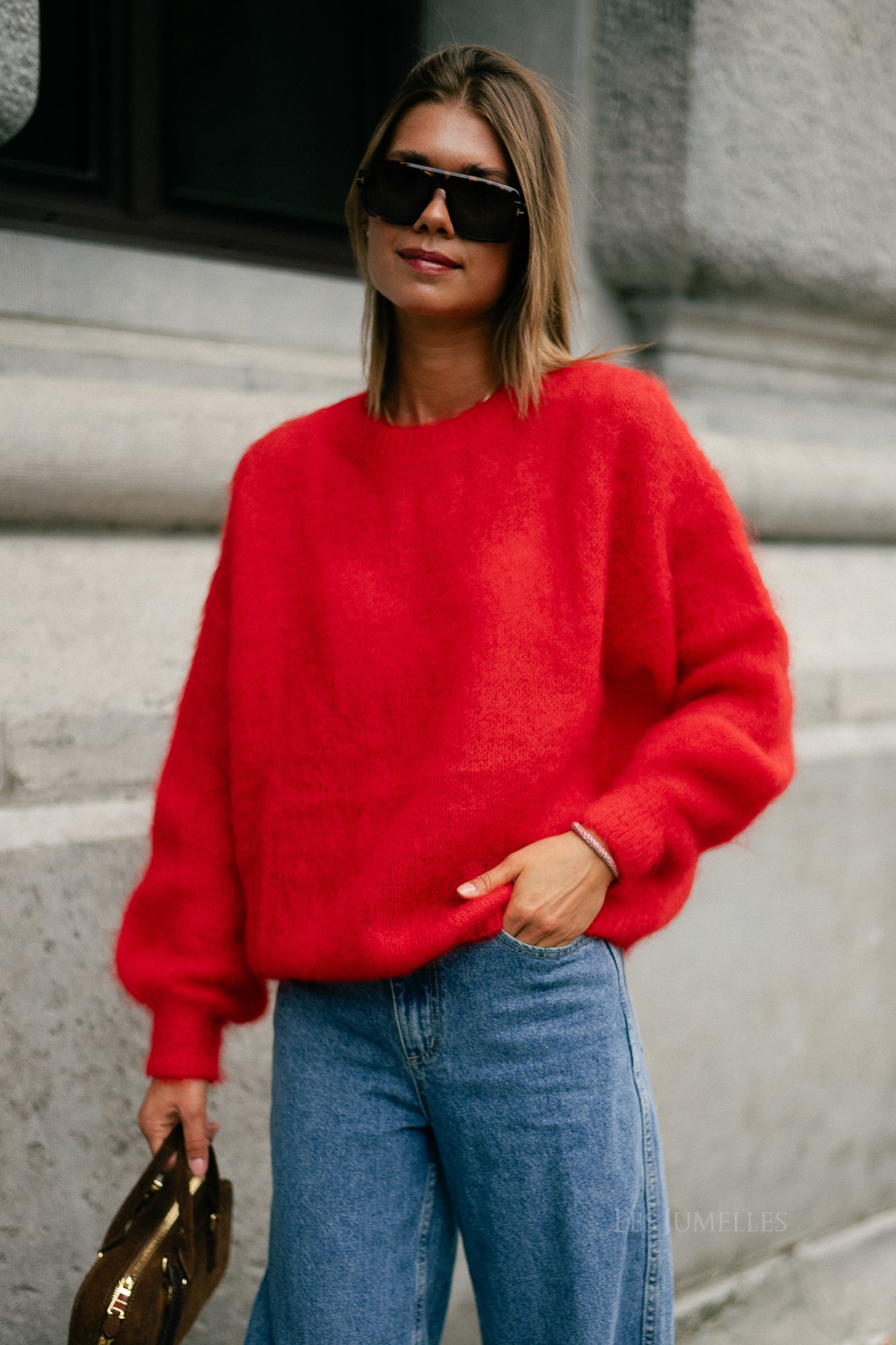 Jenna LS knitted jumper red