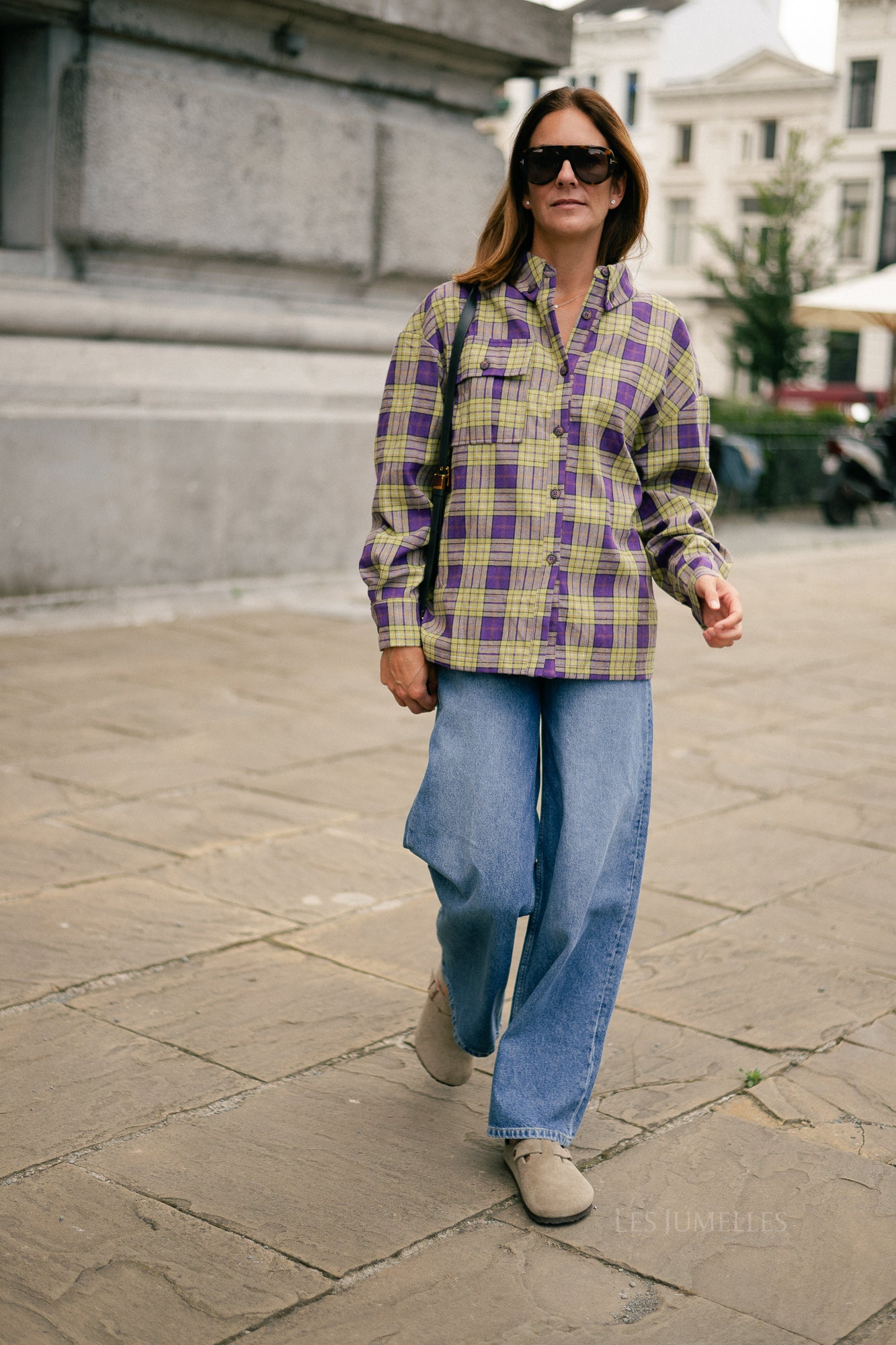 Selena LS check deep violet