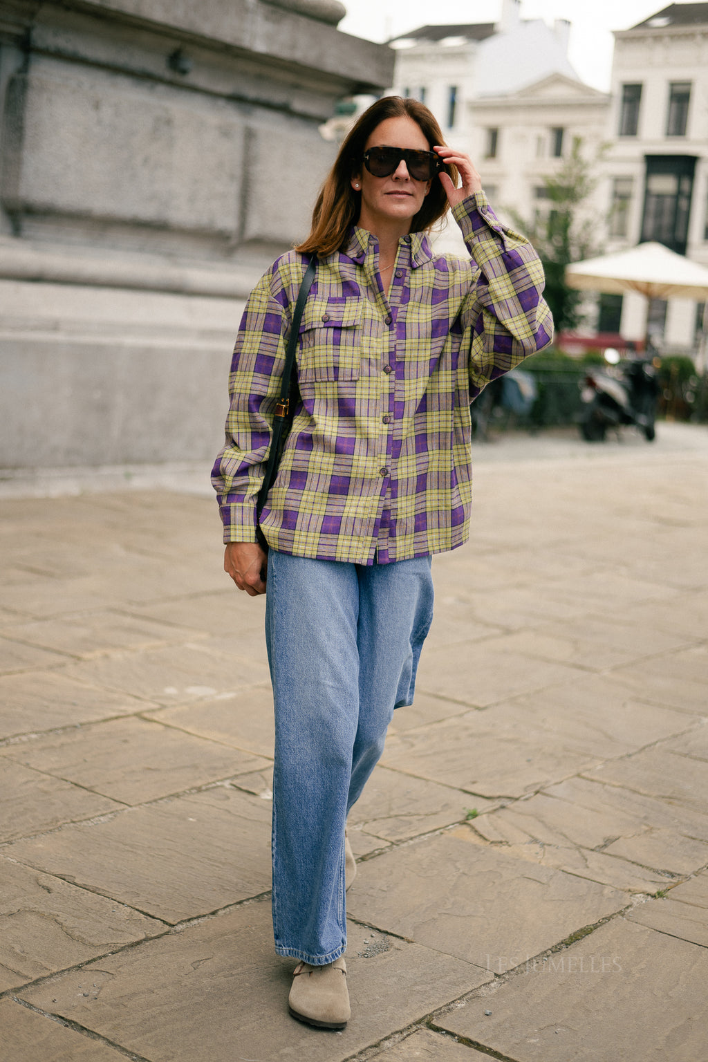 Selena LS check deep violet