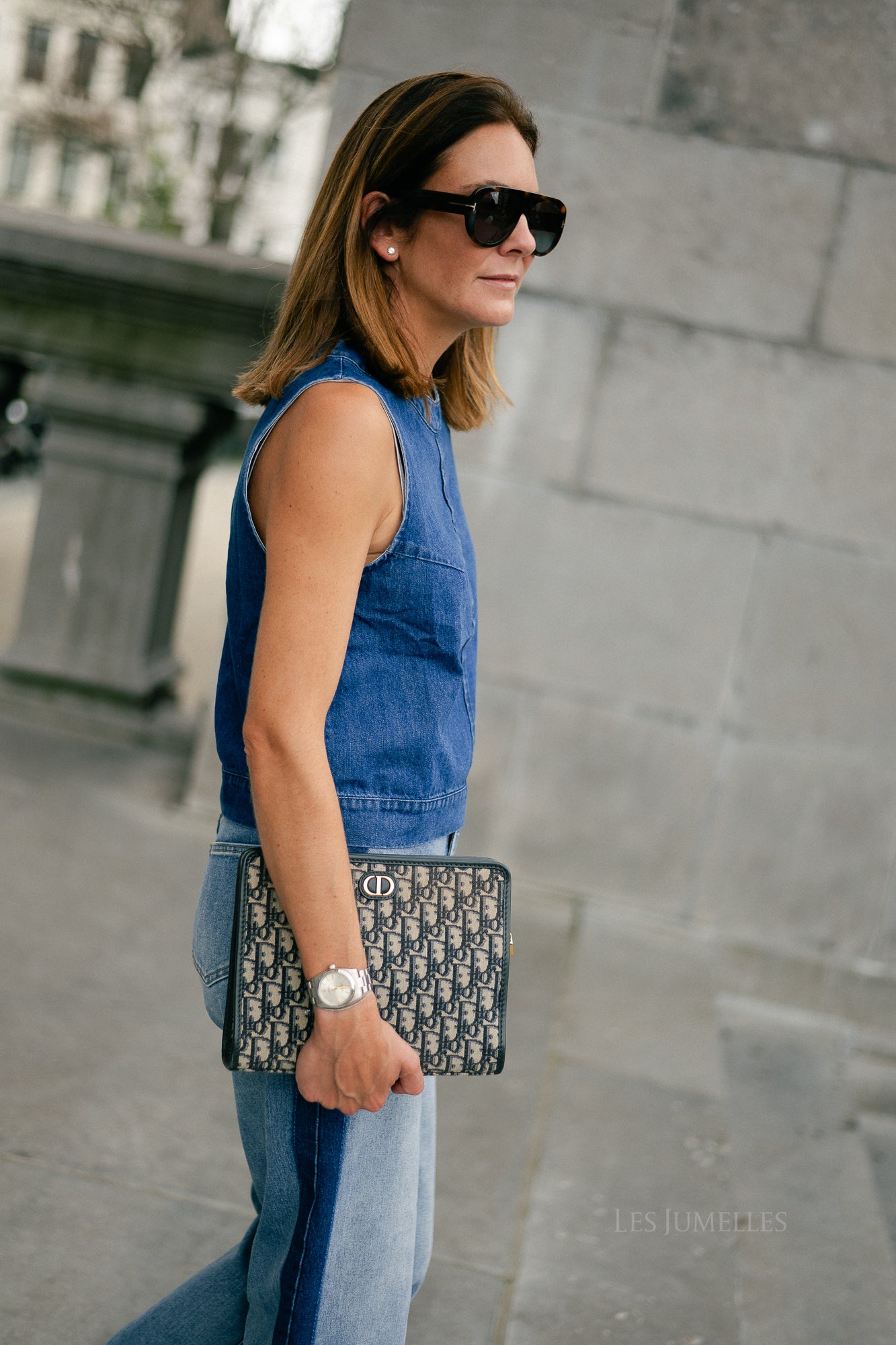 Lucy SL denim top dark blue