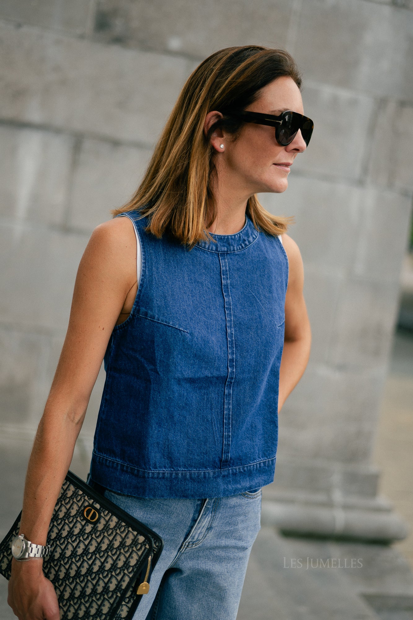 Lucy SL denim top dark blue