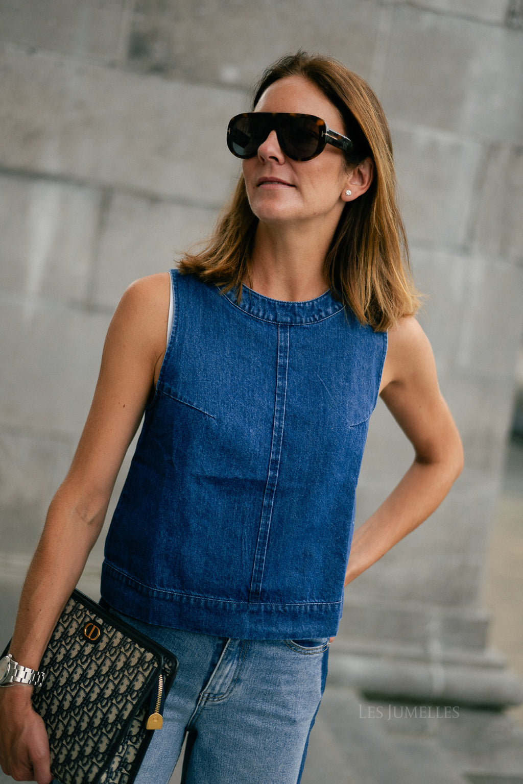 Lucy SL denim top dark blue