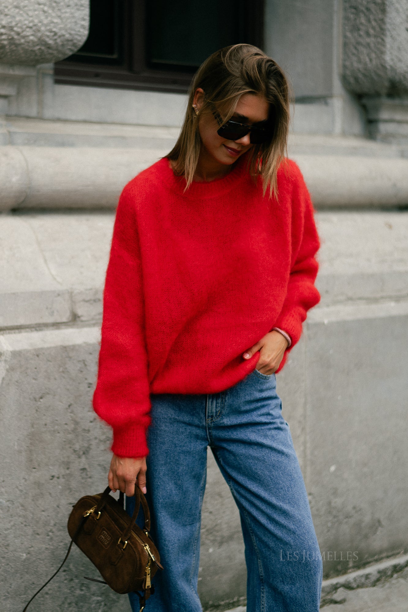 Jenna LS knitted jumper red