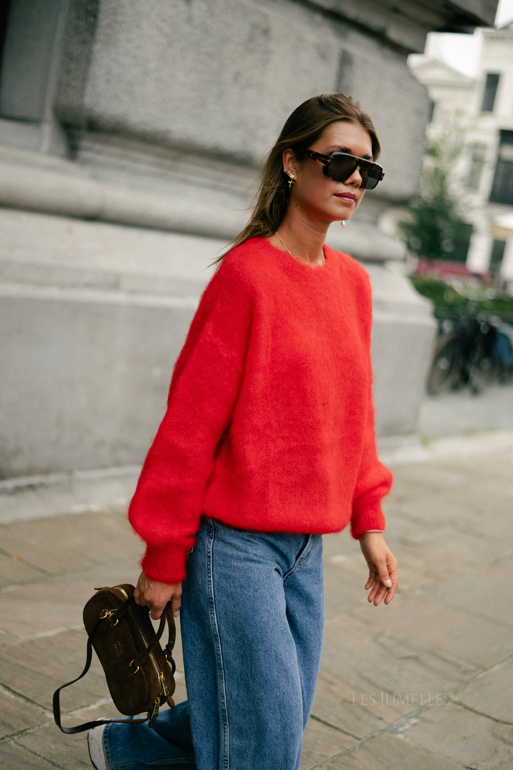 Jenna LS knitted jumper red