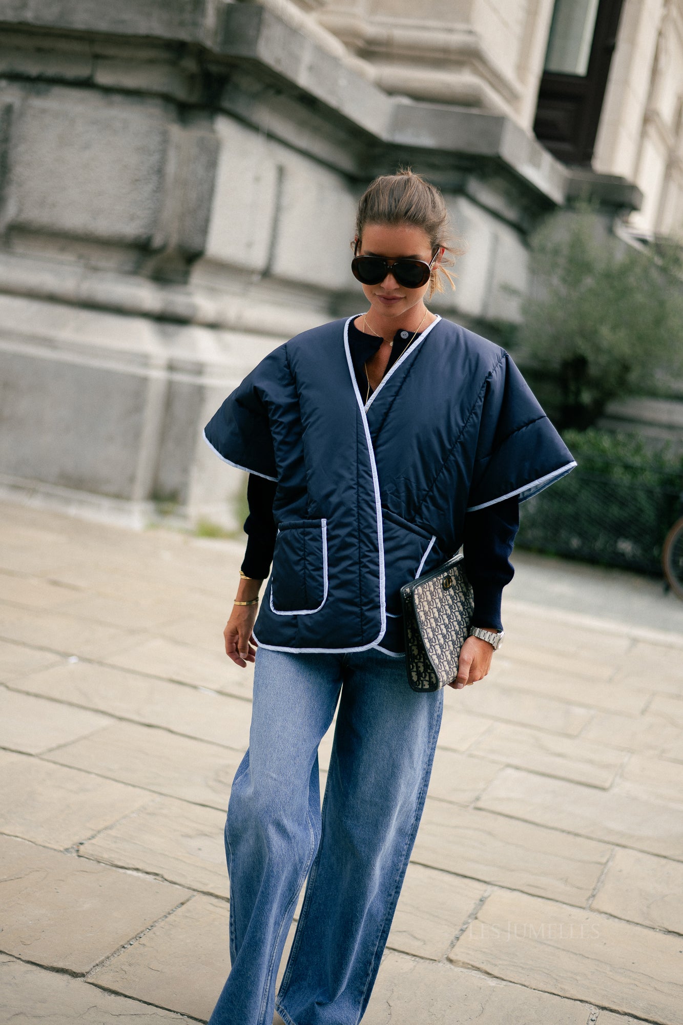 Aline cape navy/light blue