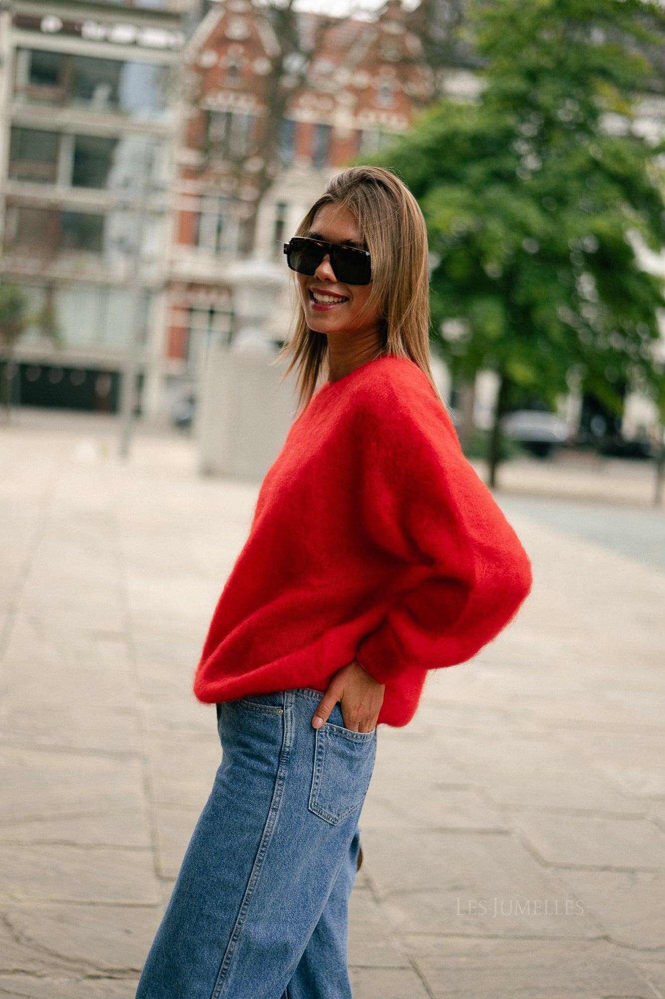 Jenna LS knitted jumper red