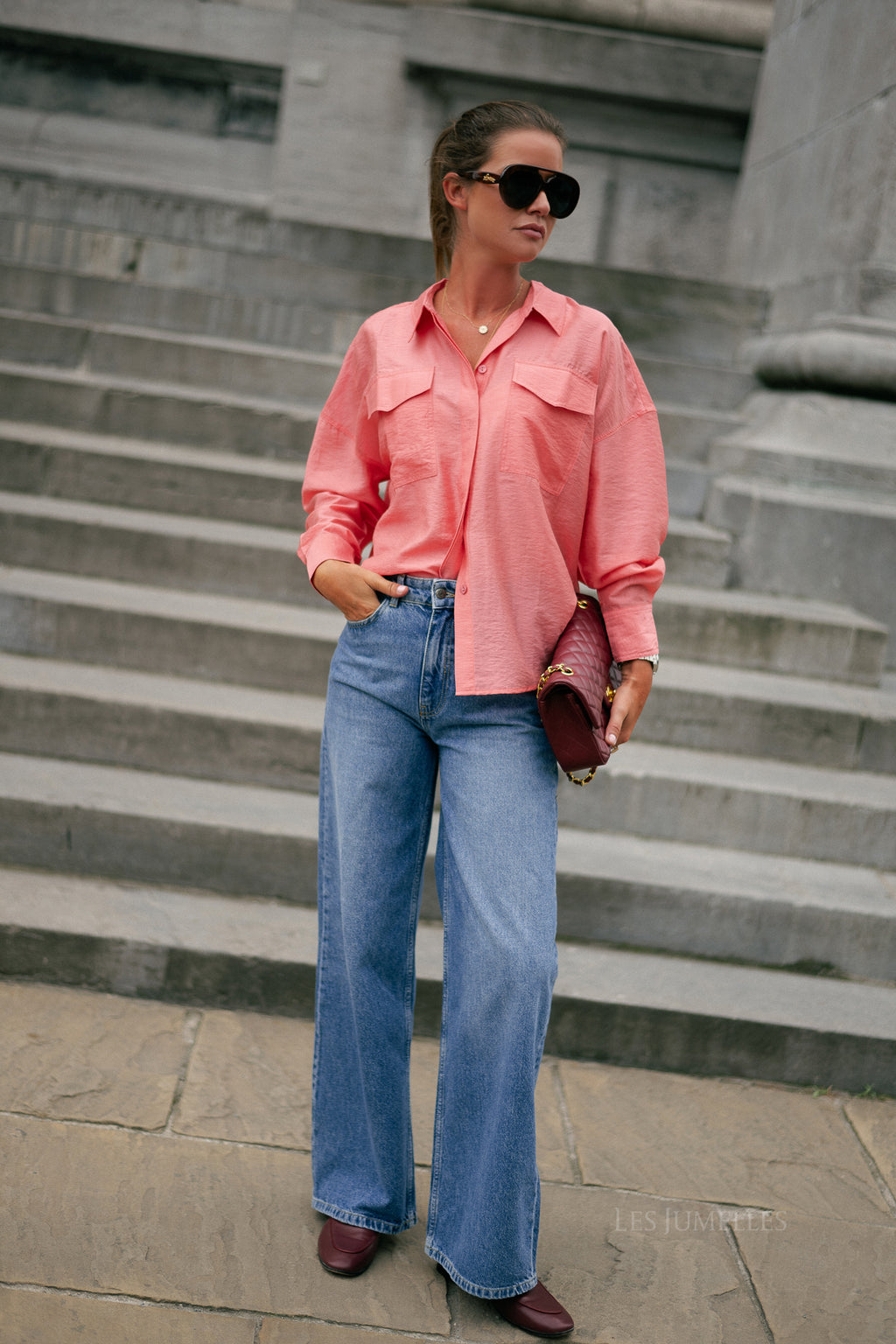 ROUAlinine LS oversized shirt peach blossom