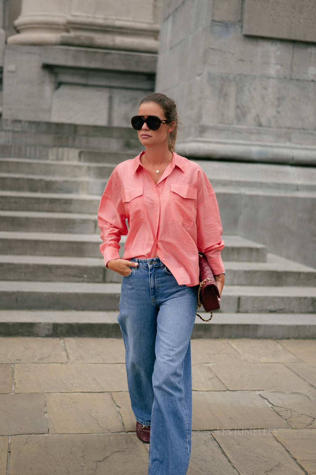 ROUAlinine LS oversized shirt peach blossom