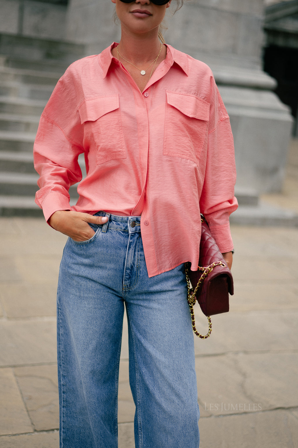 ROUAlinine LS oversized shirt peach blossom