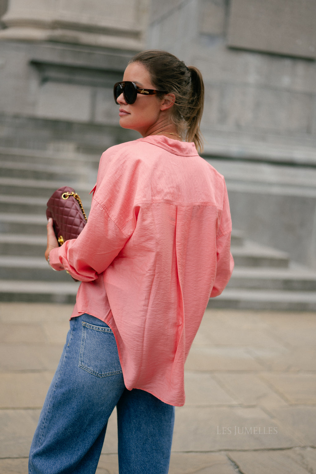 ROUAlinine LS oversized shirt peach blossom