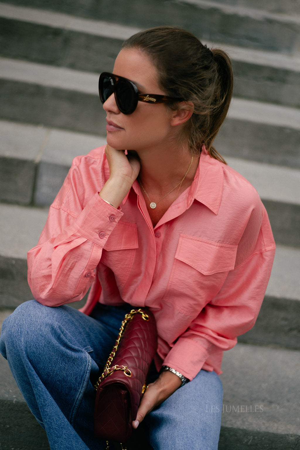 ROUAlinine LS oversized shirt peach blossom