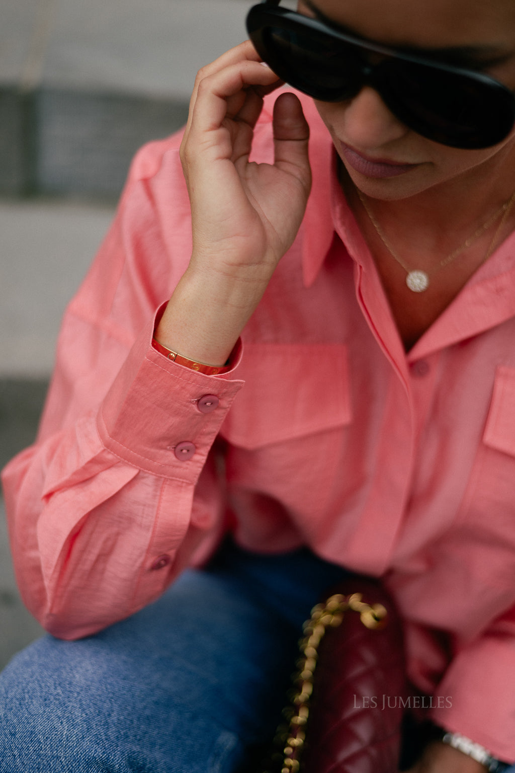 ROUAlinine LS oversized shirt peach blossom