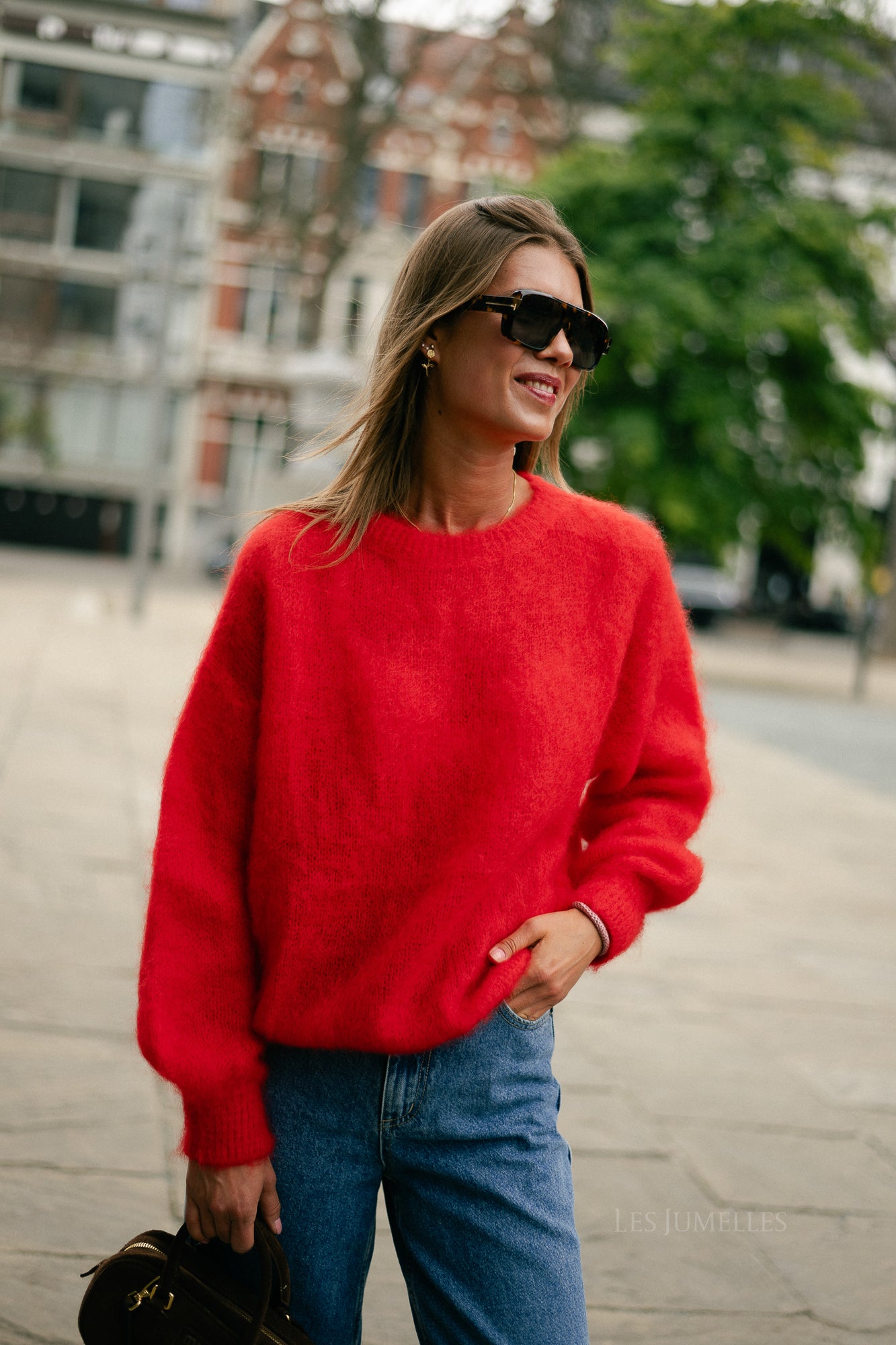 Jenna LS knitted jumper red