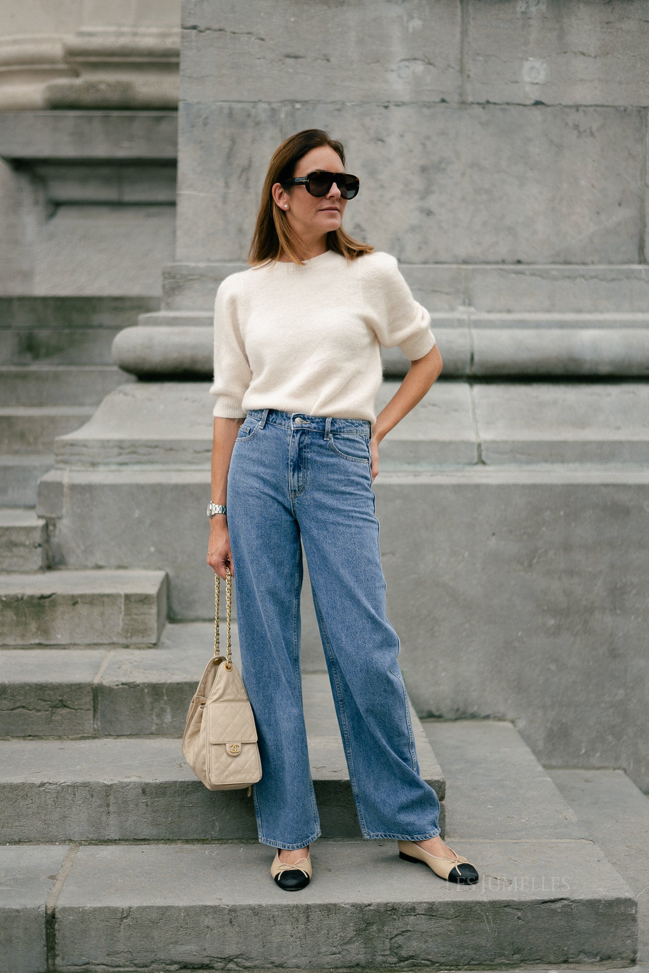 Megan SS knitted jumper ecru
