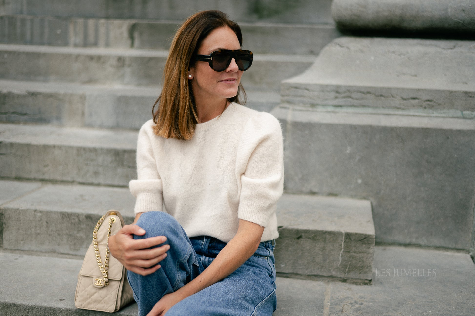Megan SS knitted jumper ecru