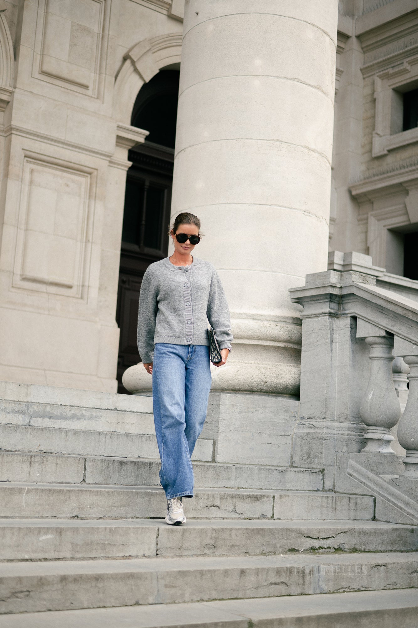 OBJMerle LS knit bomber medium grey melange
