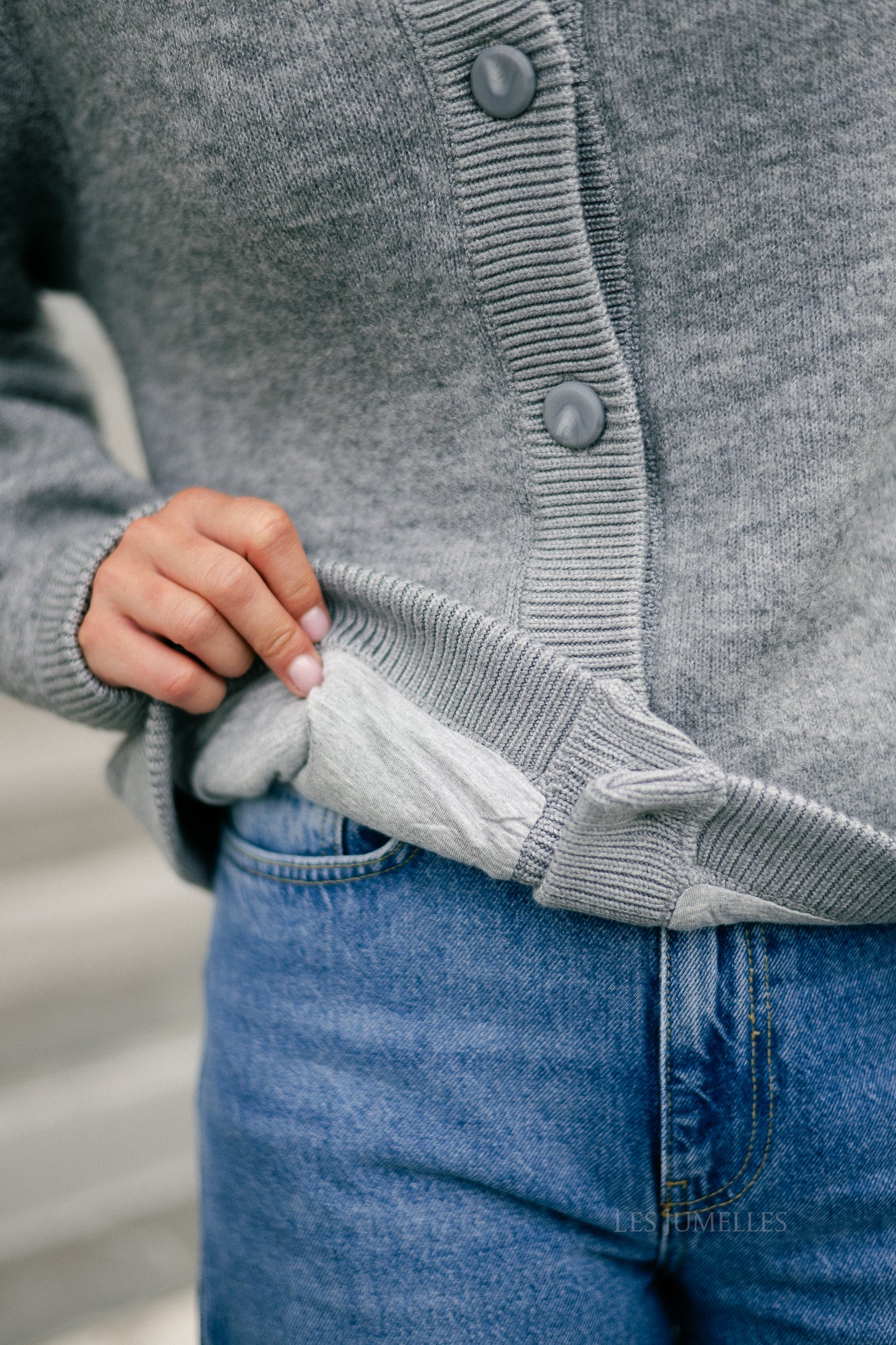 OBJMerle LS knit bomber medium grey melange