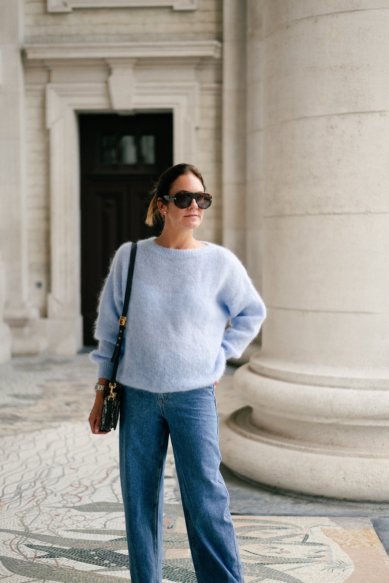 Jenna LS knitted jumper light blue