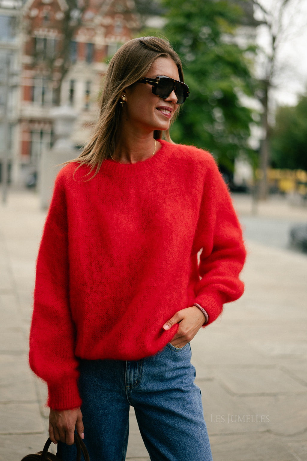 Jenna LS knitted jumper red