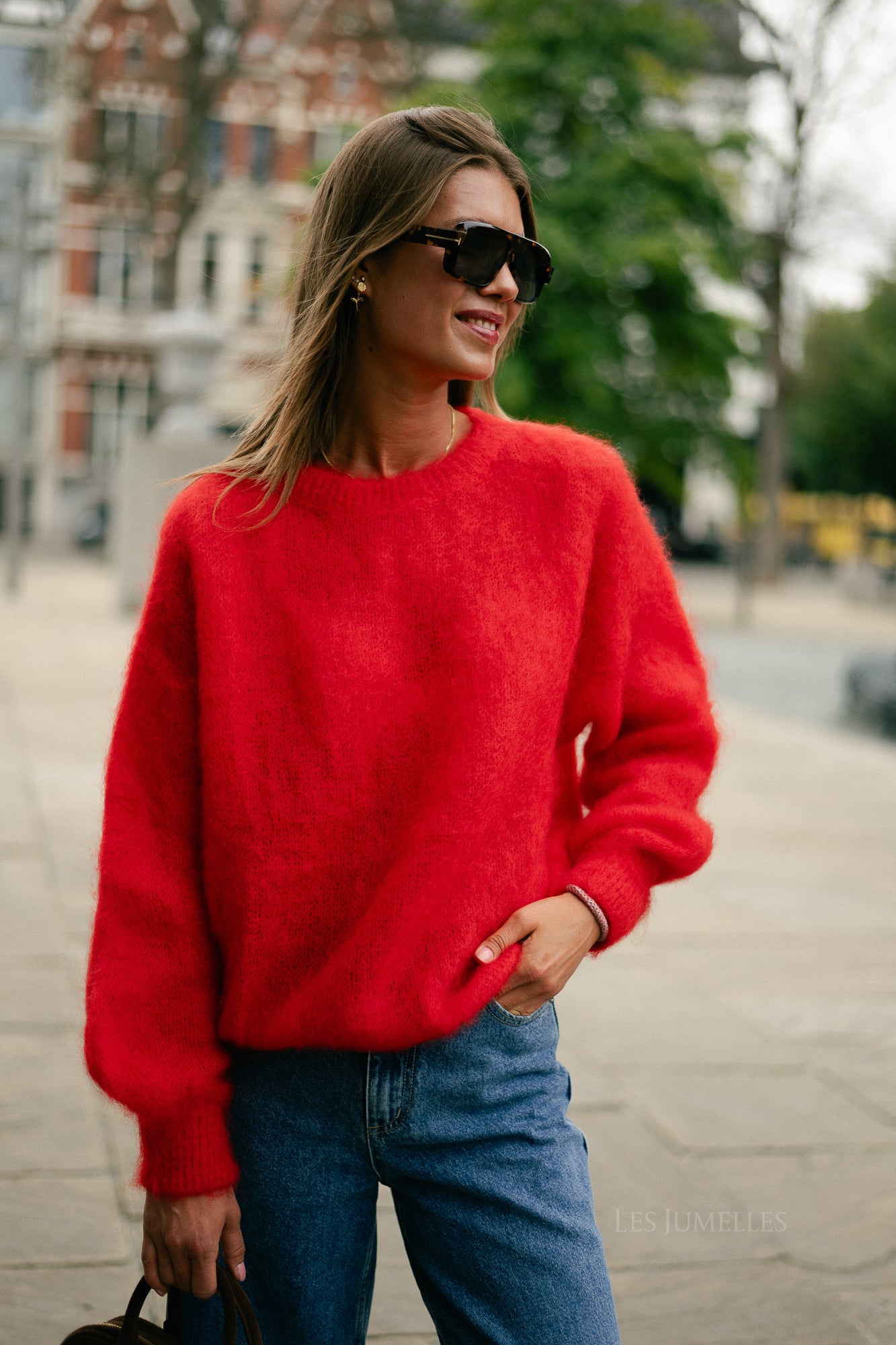 Jenna LS knitted jumper red