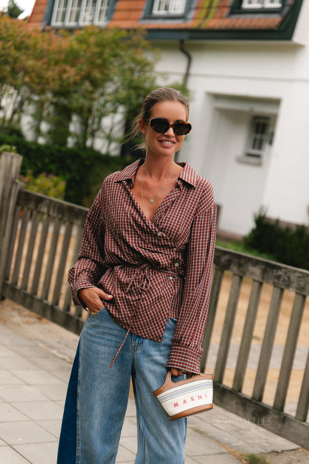Lillith blouse red check