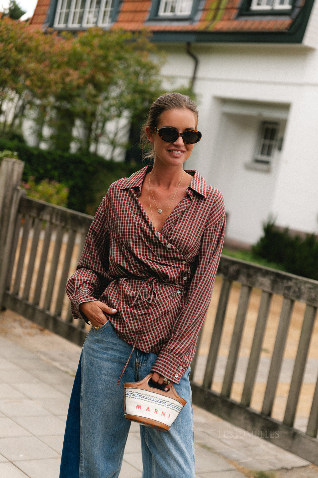 Lillith blouse red check