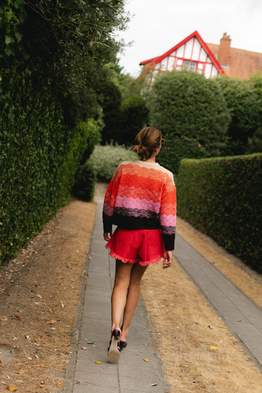 Margot denim shorts red