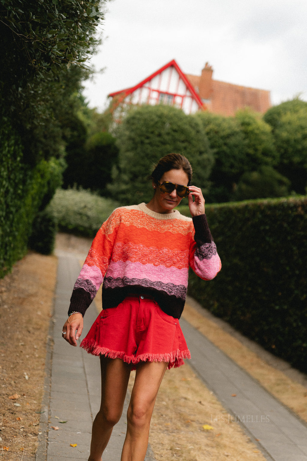 Margot denim shorts red