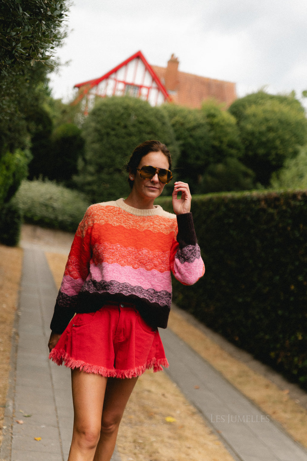 Margot denim shorts red