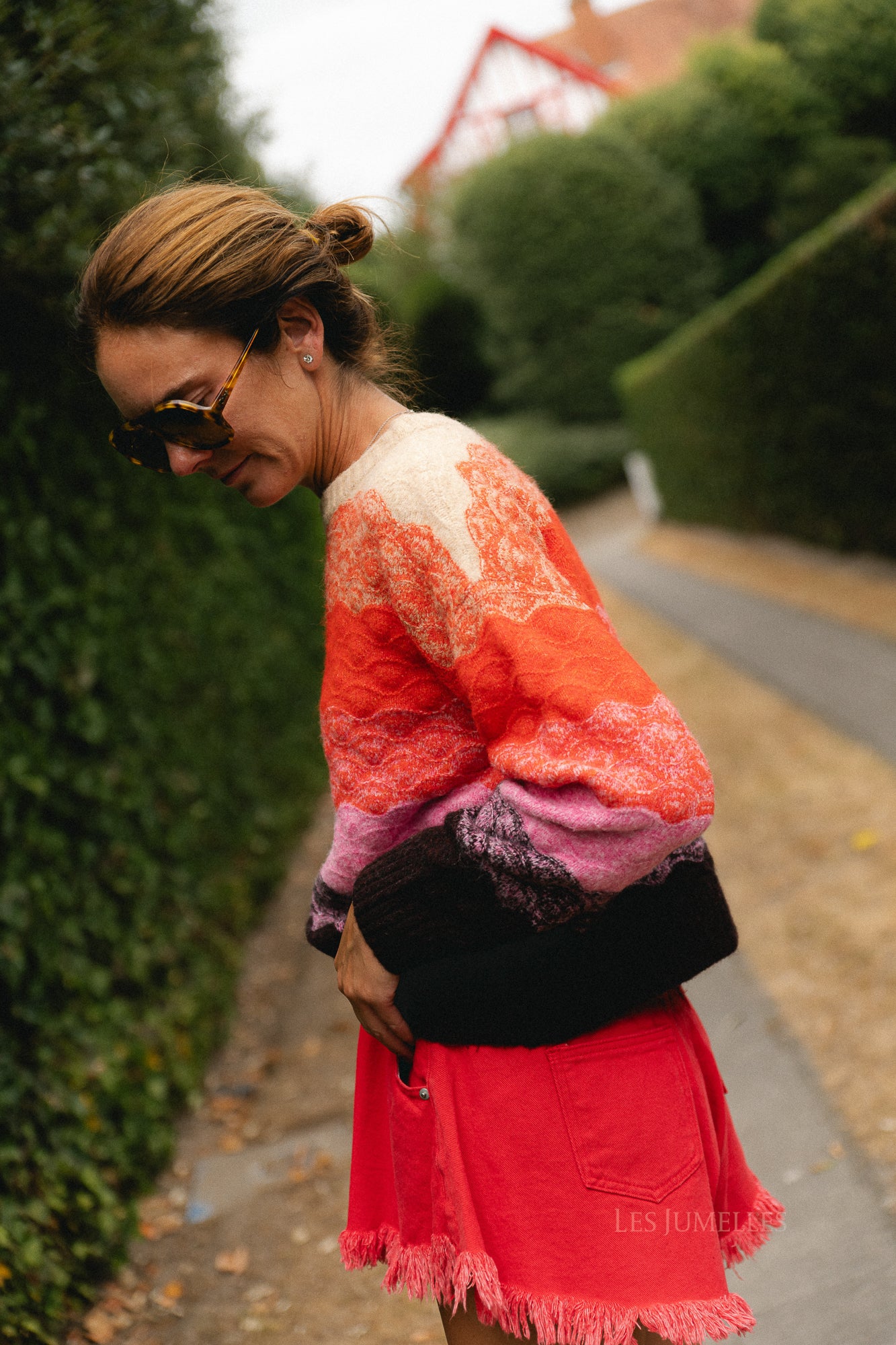 Margot denim shorts red