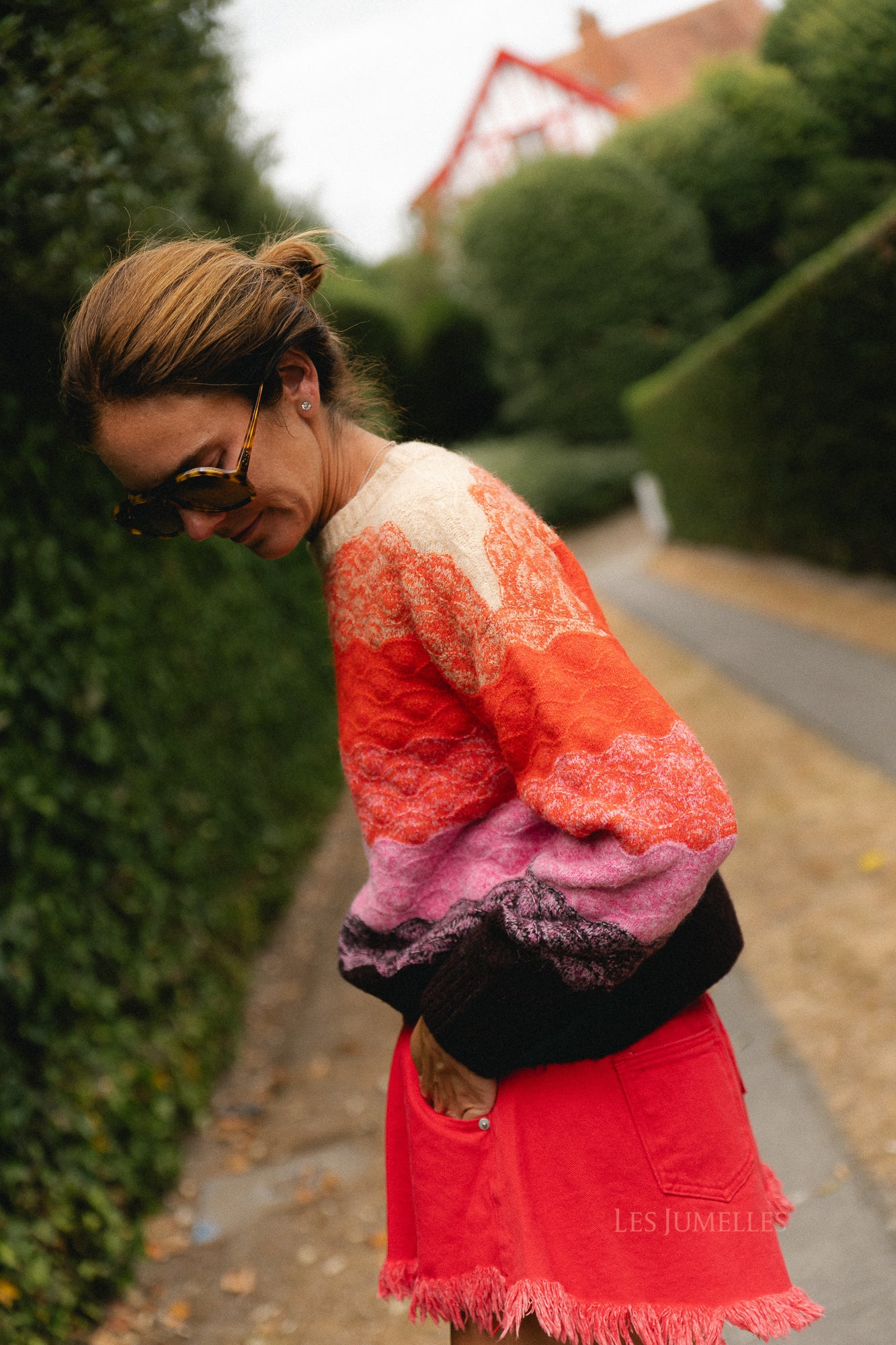 Margot denim shorts red