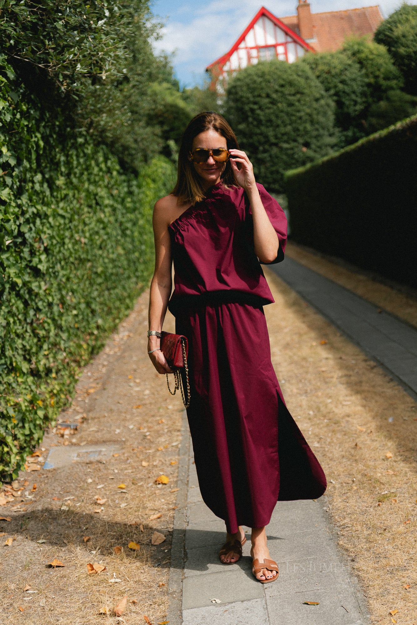 Emmilou one shoulder blouse burgundy