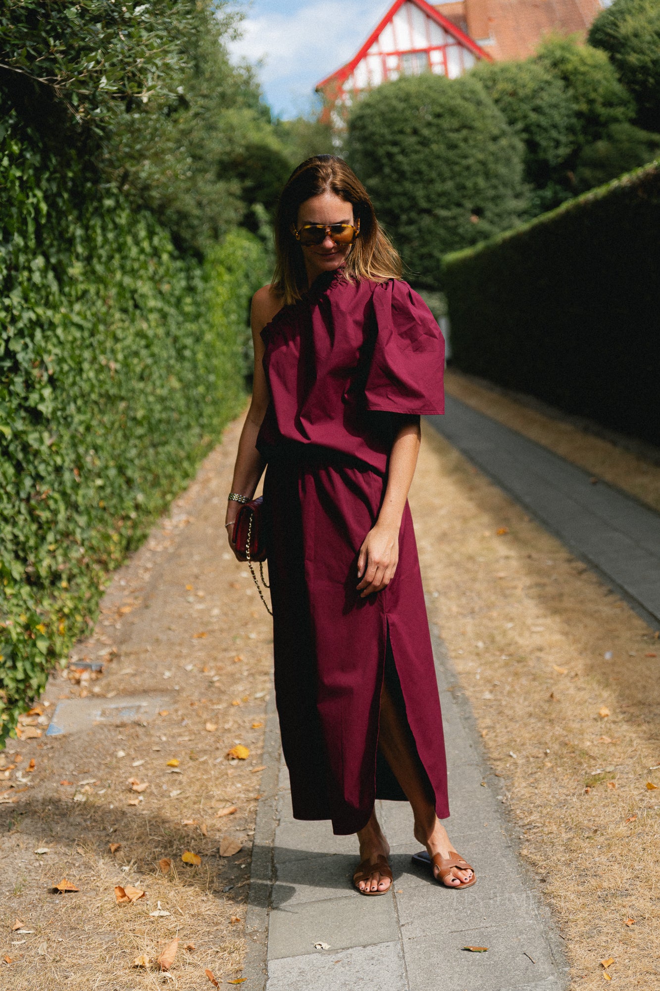 Emmilou one shoulder blouse burgundy