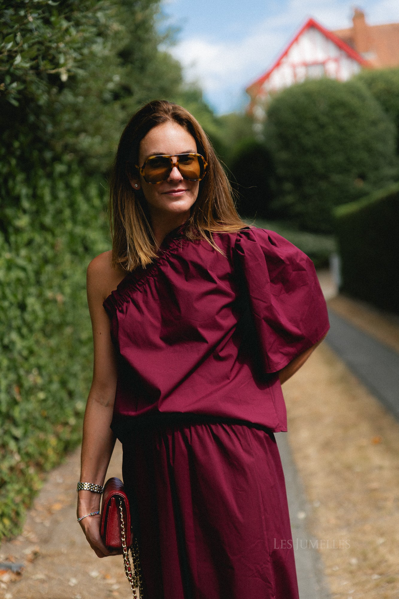 Emmilou one shoulder blouse burgundy