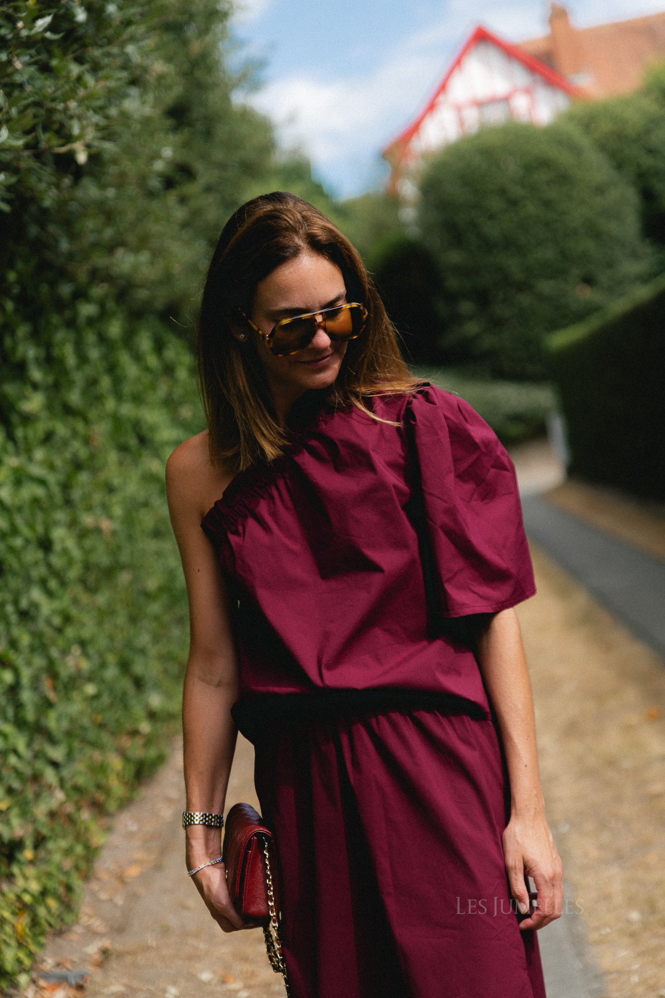 Emmilou one shoulder blouse burgundy