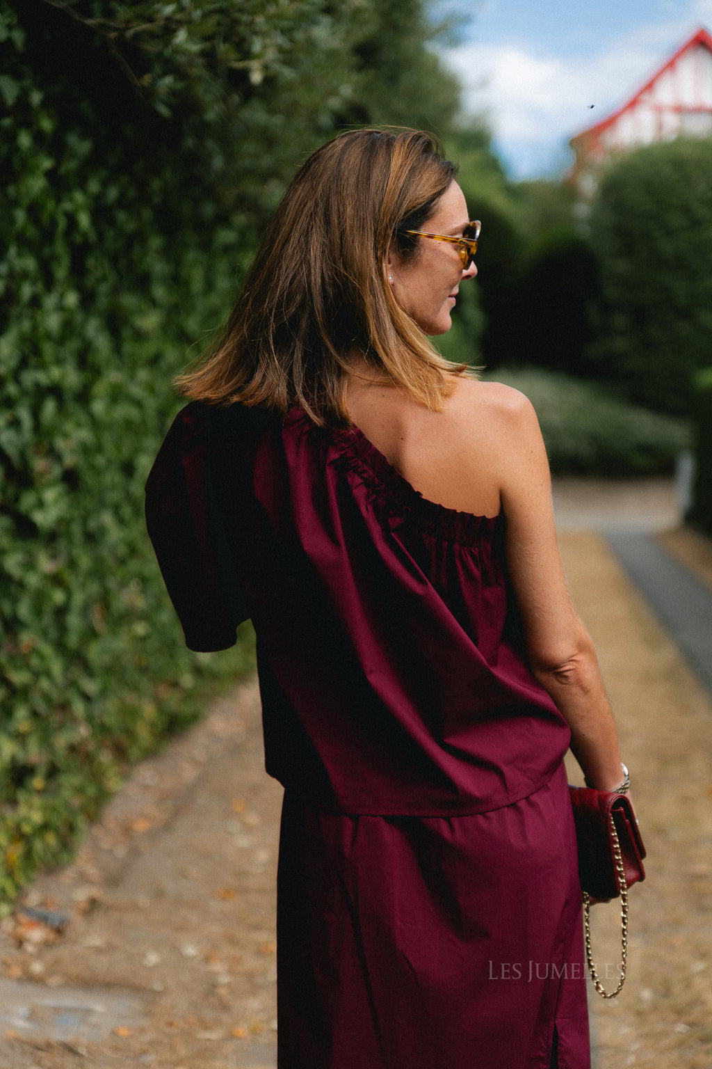 Emmilou one shoulder blouse burgundy