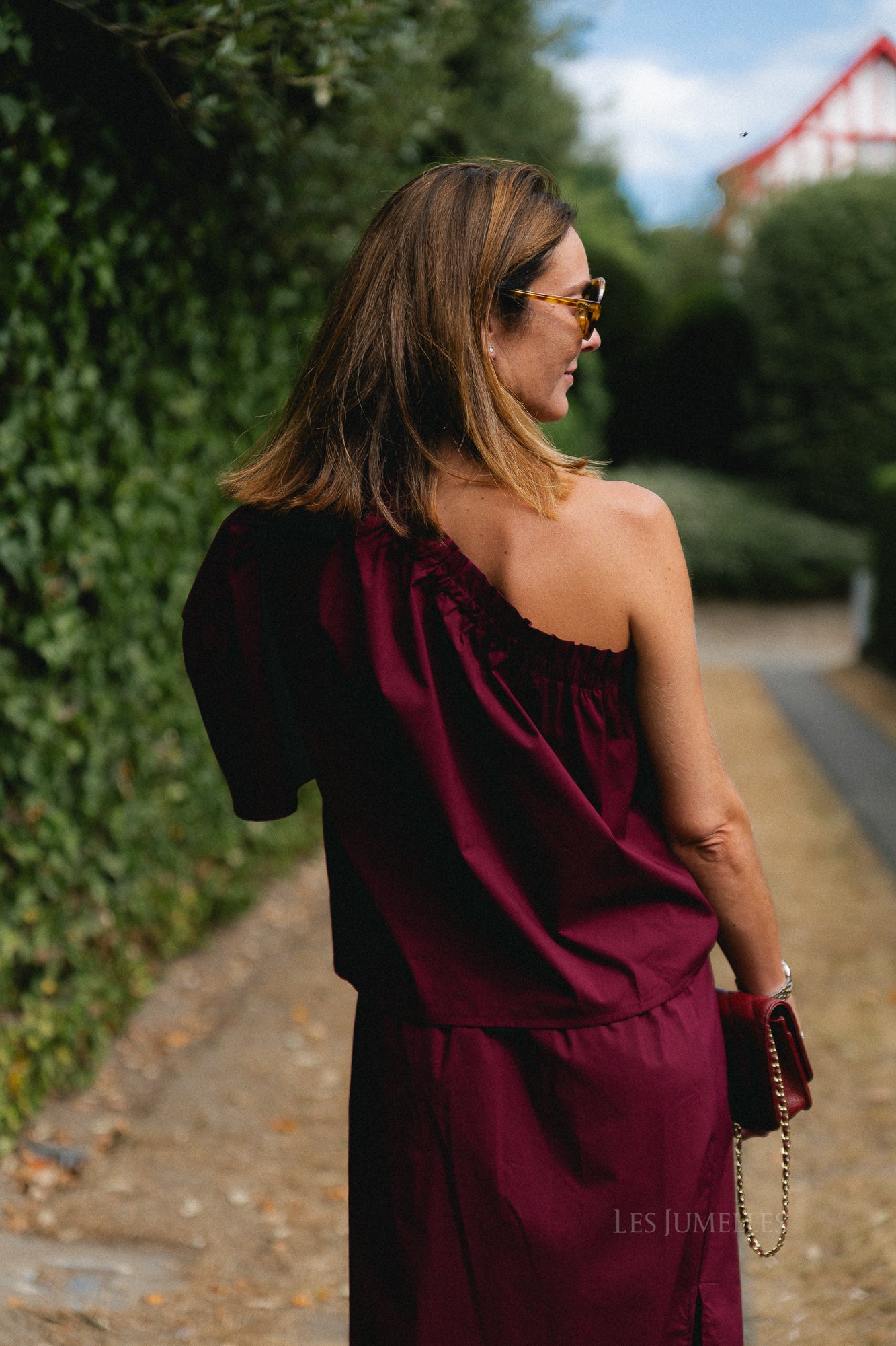 Emmilou one shoulder blouse burgundy
