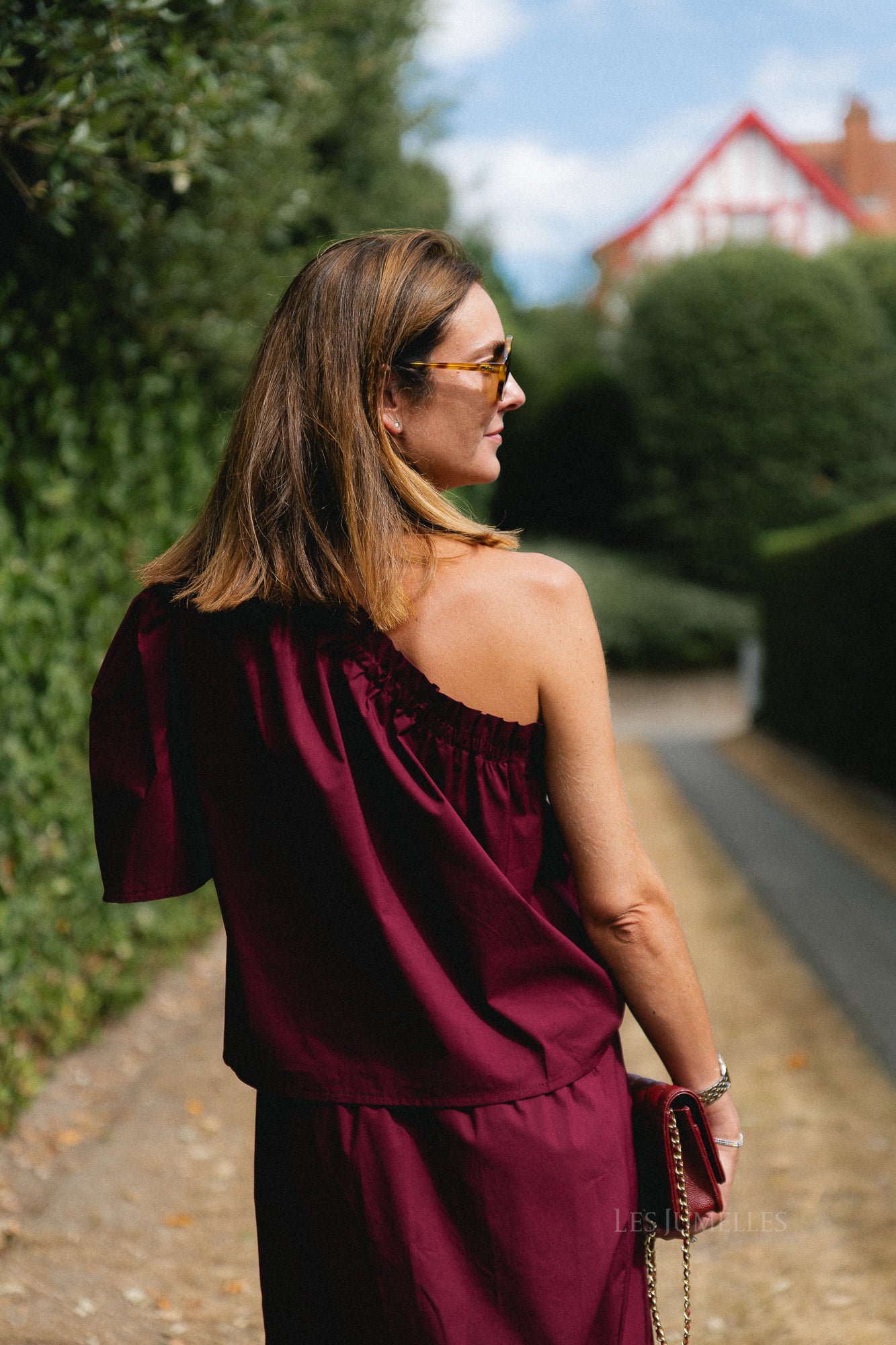 Emmilou one shoulder blouse burgundy