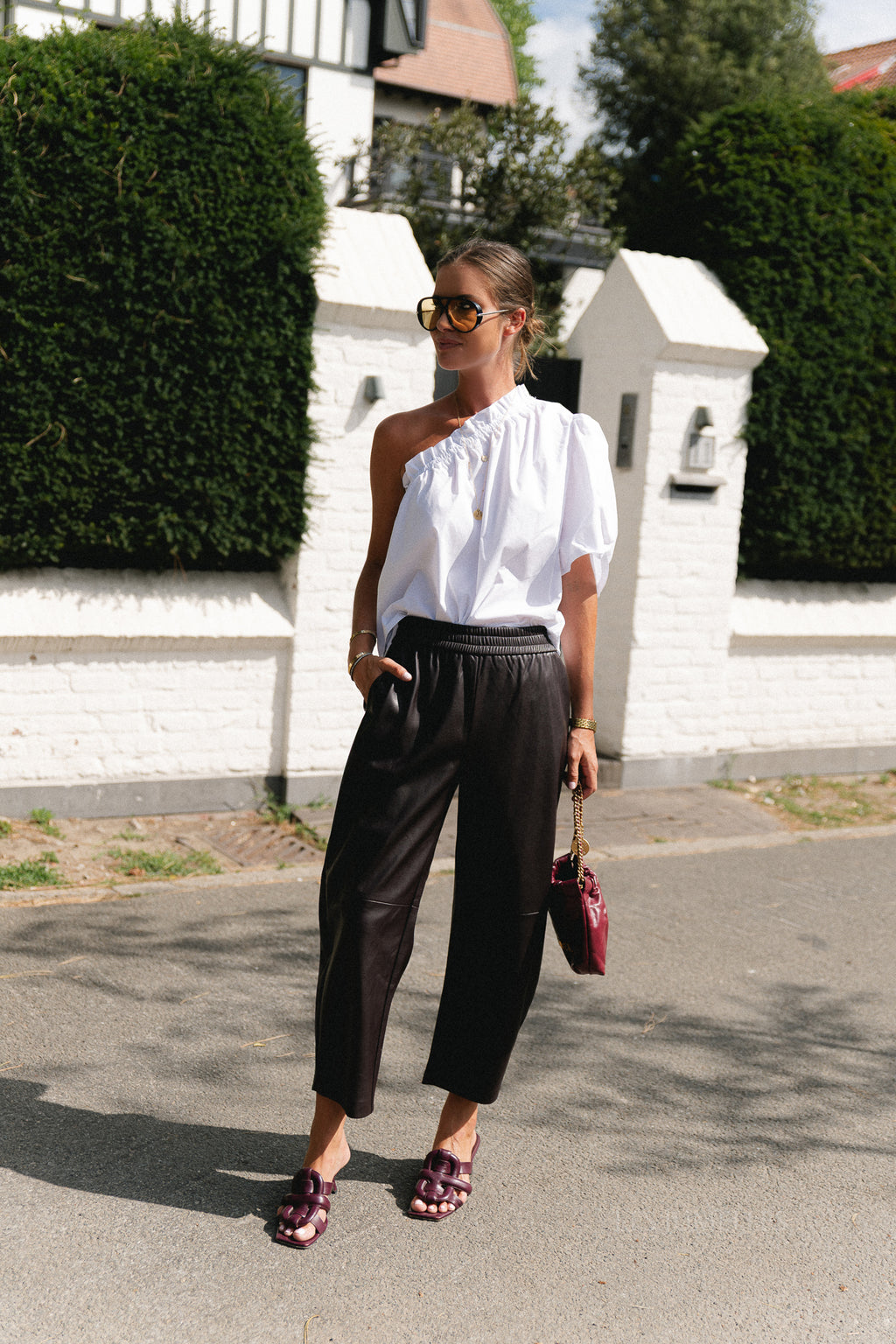 Emmilou one shoulder blouse white