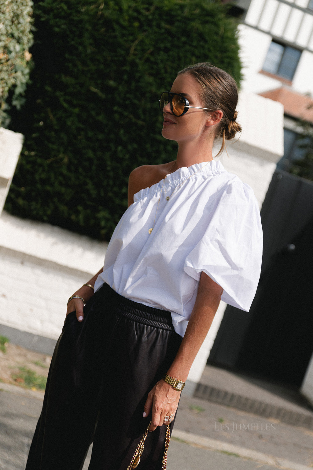 Emmilou one shoulder blouse white