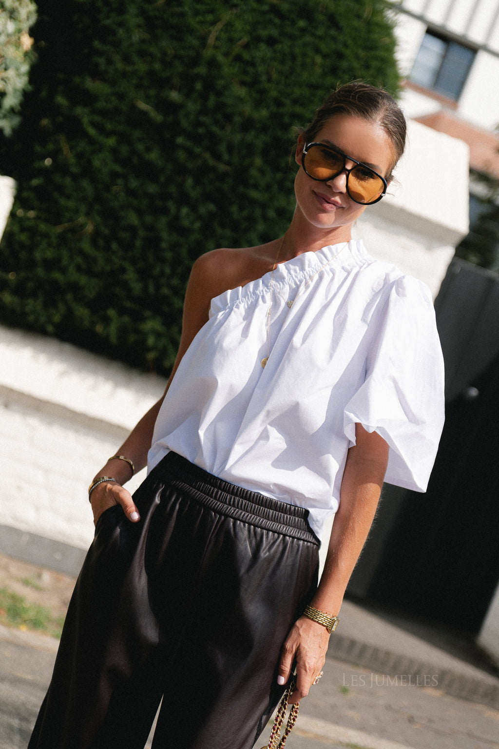 Emmilou one shoulder blouse white