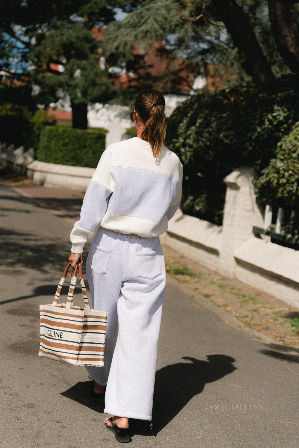 Les Jumelles striped sweater ecru/snow melange