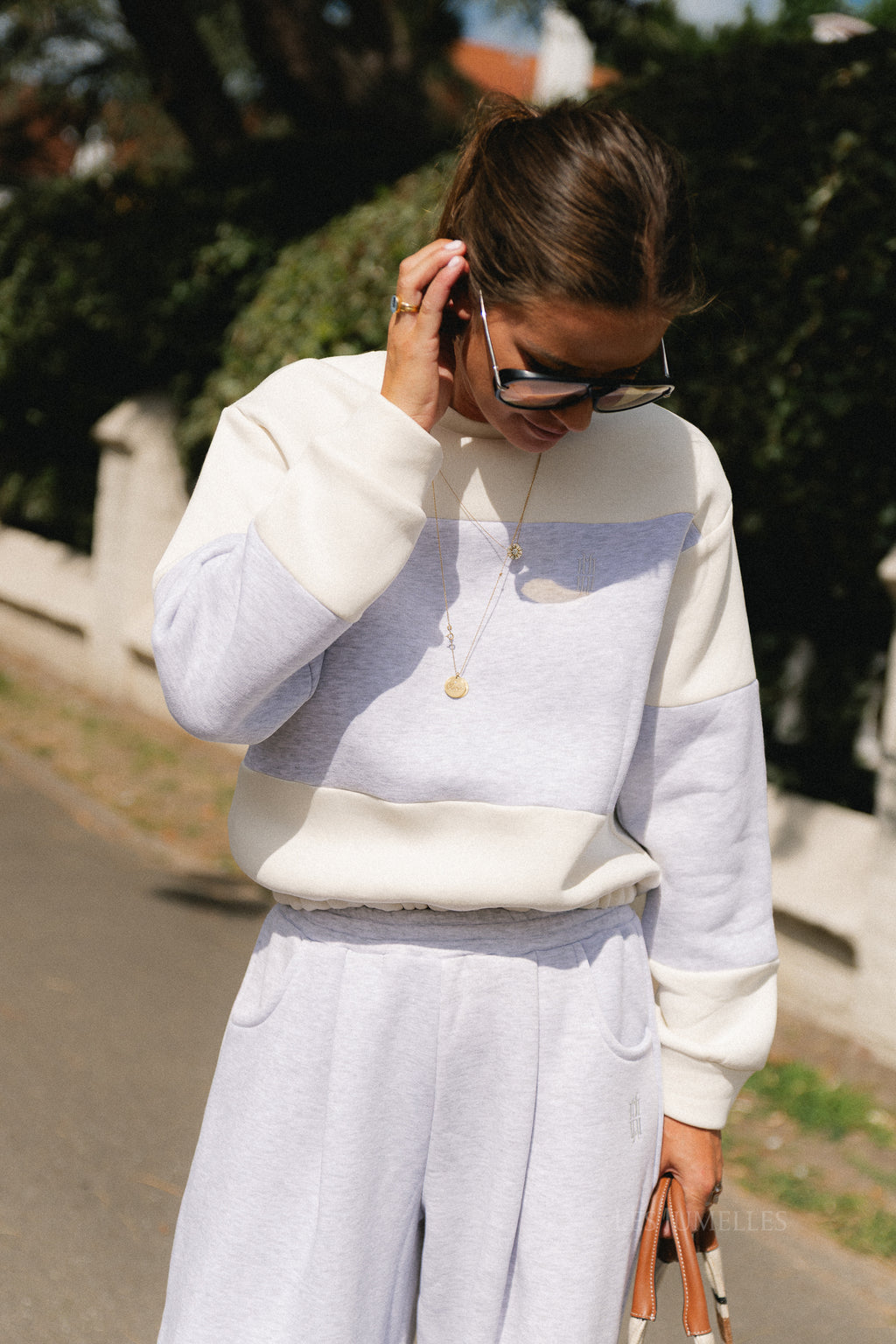 Les Jumelles striped sweater ecru/snow melange